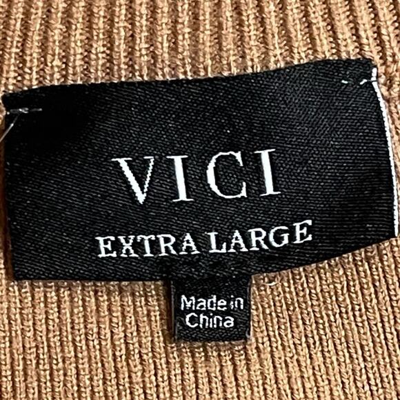 VICI Half-Zip Pullover Sweater Camel Black Stripes XL - Picture 5 of 5
